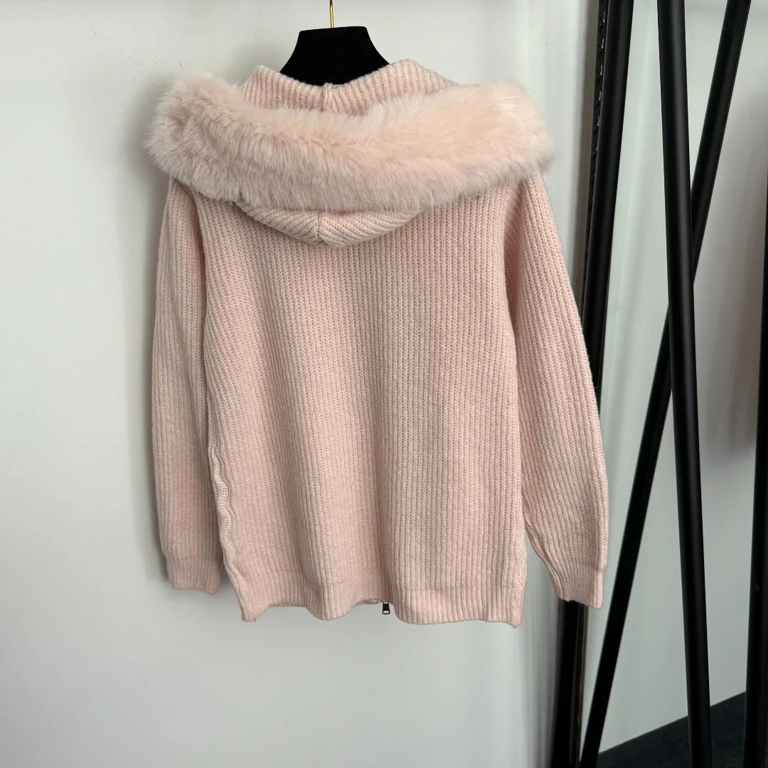 

Новая женская одежда, вязаный кардиган с длинными рукавами и карманами с вышитым бантом и карманами на молнии, осень/зима 2025