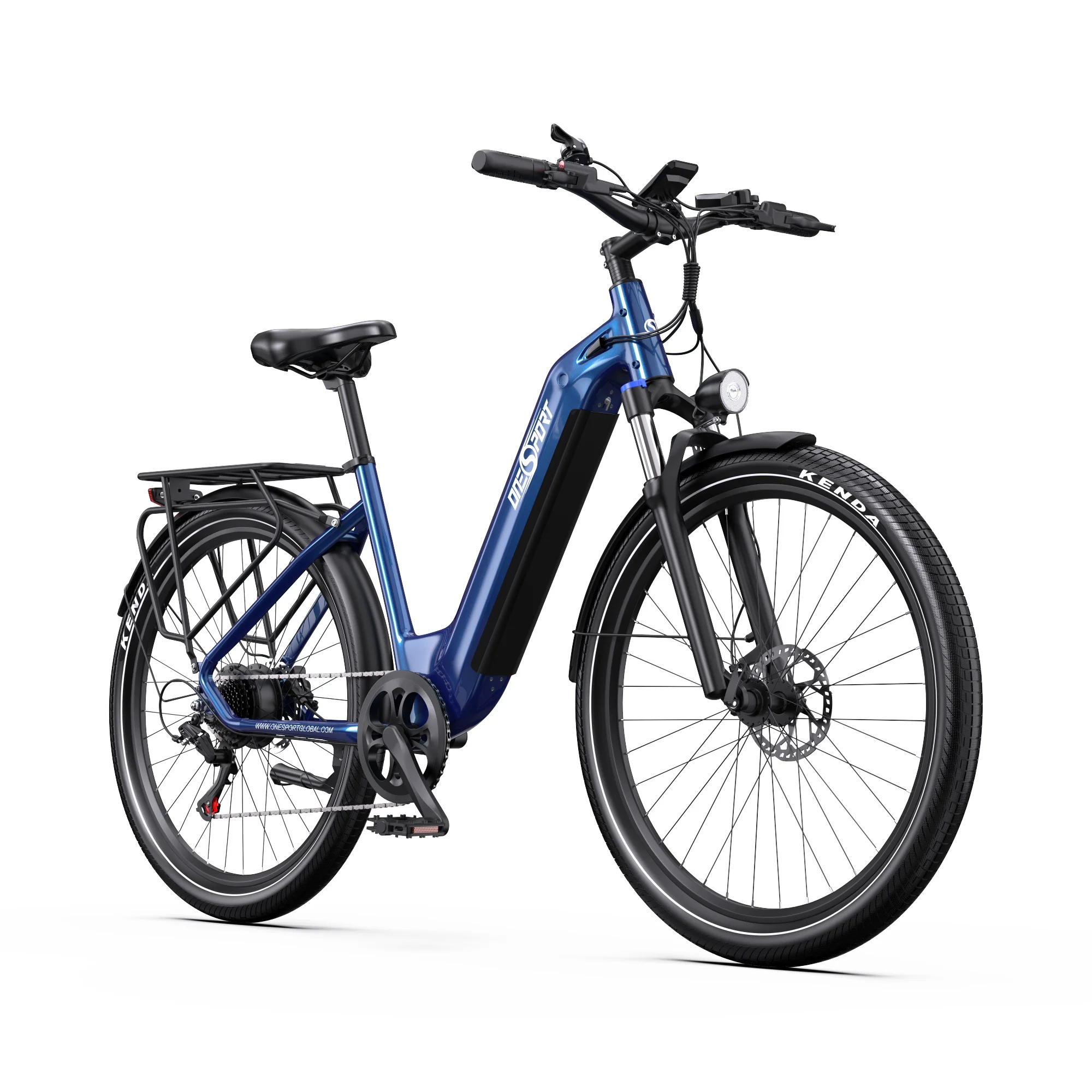 Bicicleta Eléctrica Urbana Onesport OT05 de 27.5 Pulgadas, Batería de Litio de 36V 18.2Ah, Motor de 250W en el Buje Trasero, Pantalla LCD, Frenos Hidráulicos