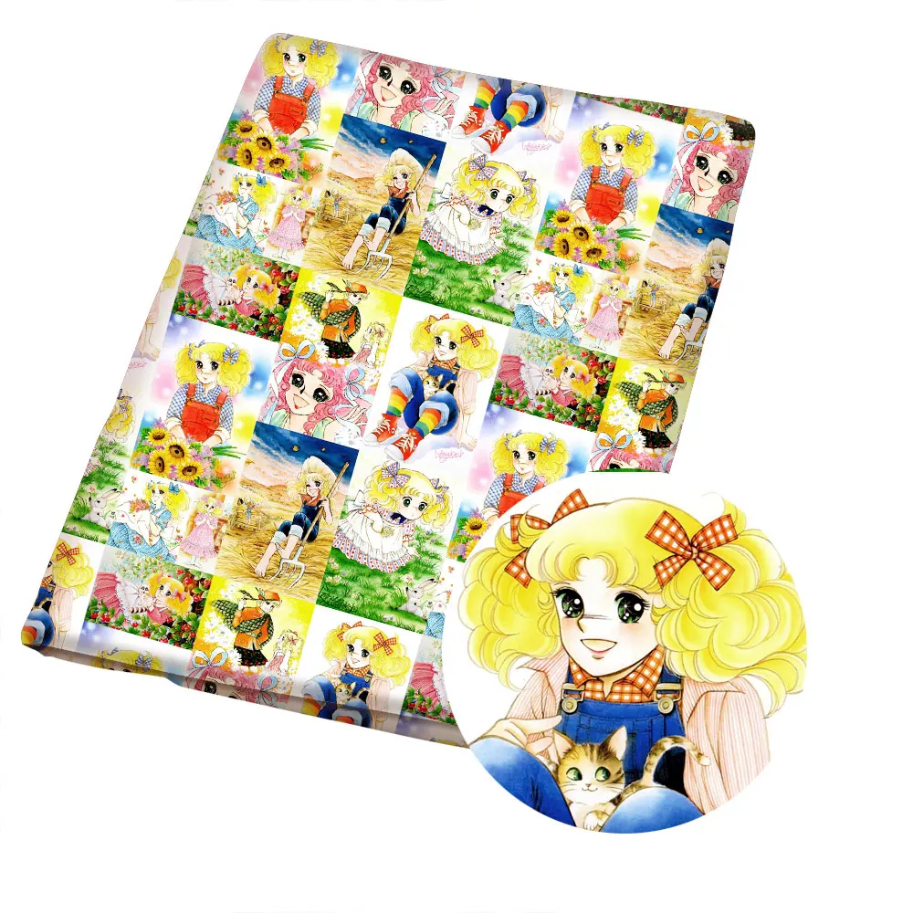 

Cartoon candy Polyester-Katoenen Stof 140*50 Cm Met De Hand Genaaid Patchwork Gewatteerde Babyjurktas Thuis Bedlaken Stof