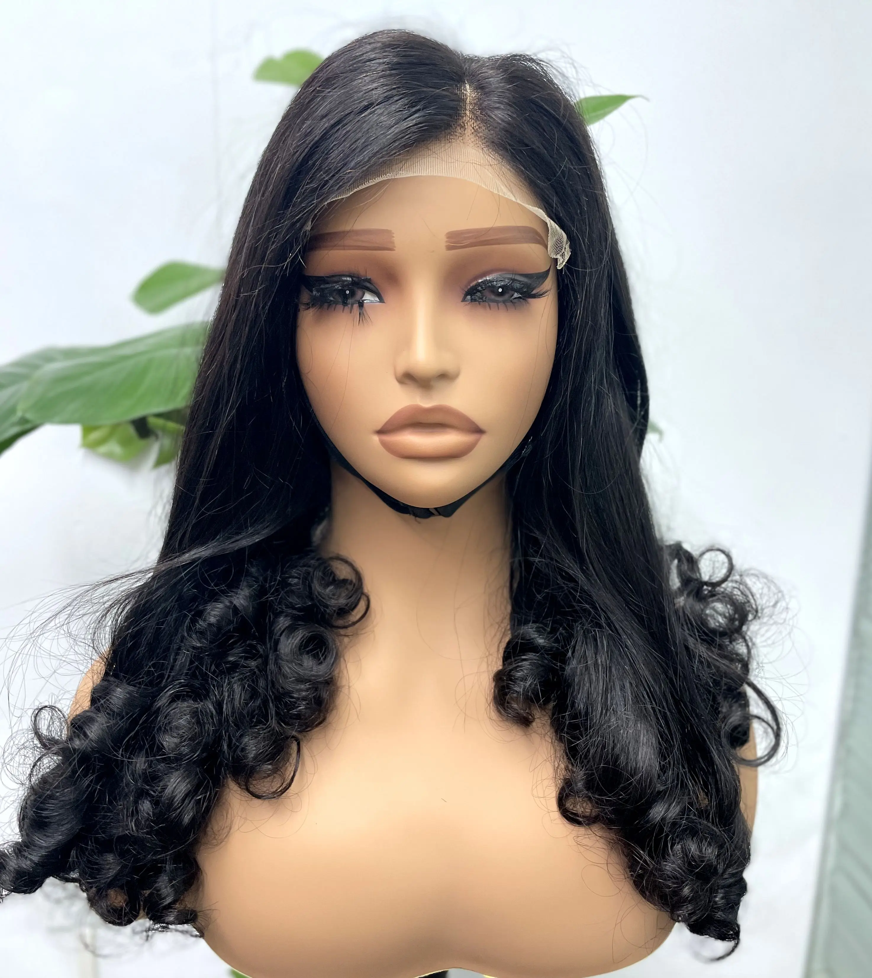 5x5 Transparent Lace Closure Vietnamese Virgin Human Hair Wigs with Curly Ends Double Drawn Natual Wavy Curly Wigs for Women