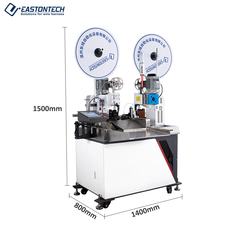 EASTONTECH EW-22B Heavy Duty Electronic Double Head Fully Wire Cutting Stripping And Terminal Crimping Machine For AWG32-AWG18