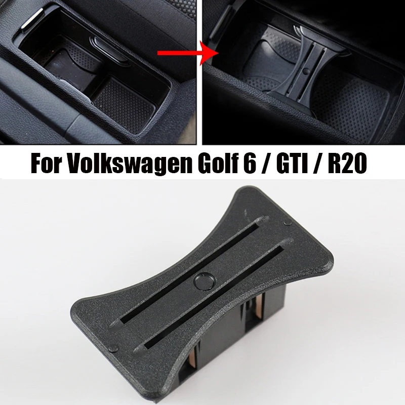 For Volkswagen Golf 6 / GTI / R20 Car Center Console Panel Water Cup Holder Cup Limit Card Insert Coin Slot Bracket Accessory