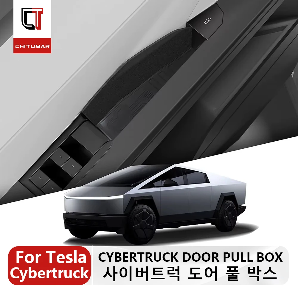 CT For 4PCS Car Door Handle Storage Box For Tesla Cybertruck 2023-2026 Door Side Insert Tray Organizer Interior Accessories