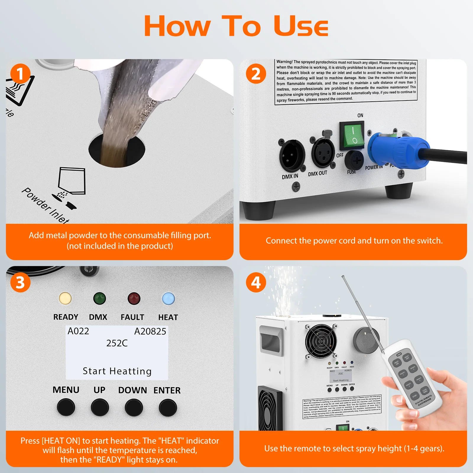 Fieryzeal 800W Electronic Cold Flame Spray Machine DMX Control Electronic Spark Machine Stage Equipment Special Effect Machine