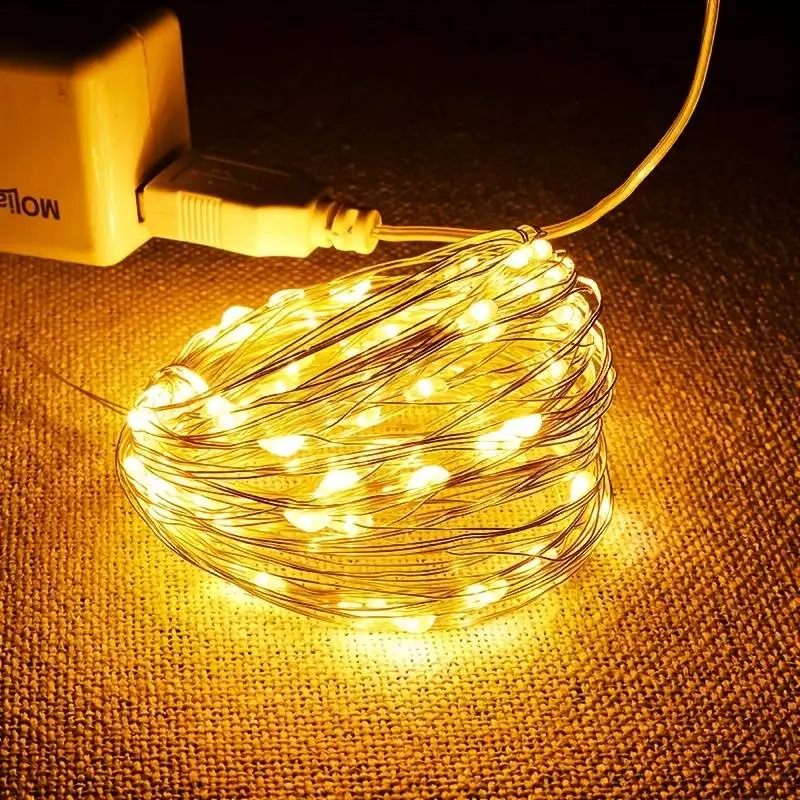 USB LED String Lights 5/10/20M Silver Wire Garland Light Waterproof Fairy Lights For Christmas Wedding Holiday Party Decoration