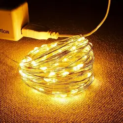 USB LED String Lights 5/10/20M Silver Wire Garland Light Waterproof Fairy Lights For Christmas Wedding Holiday Party Decoration