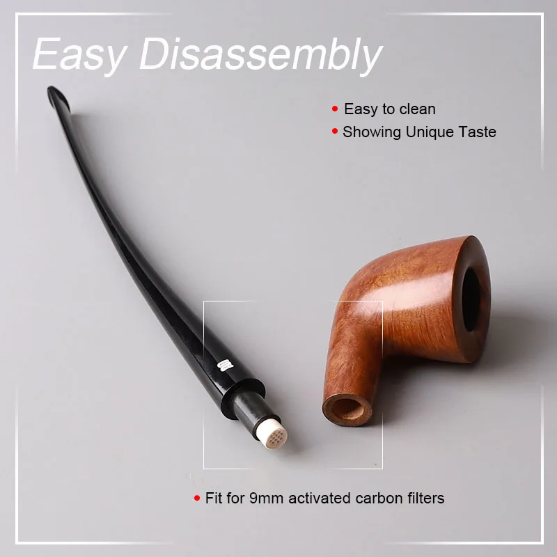 Churchwarden pipes handmade briar tobacco pipe slender curved handle smoking reading pipe smoking pipe with cleaning accessories