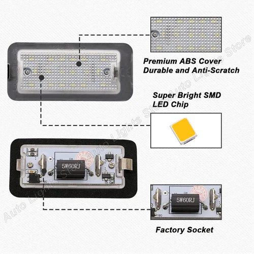 Imagen 2 del producto Luz LED de matrícula para Fiat 500 Abarth 500 2007-2020 6000K xenón luces de matrícula de alto brillo sin Error 2 uds