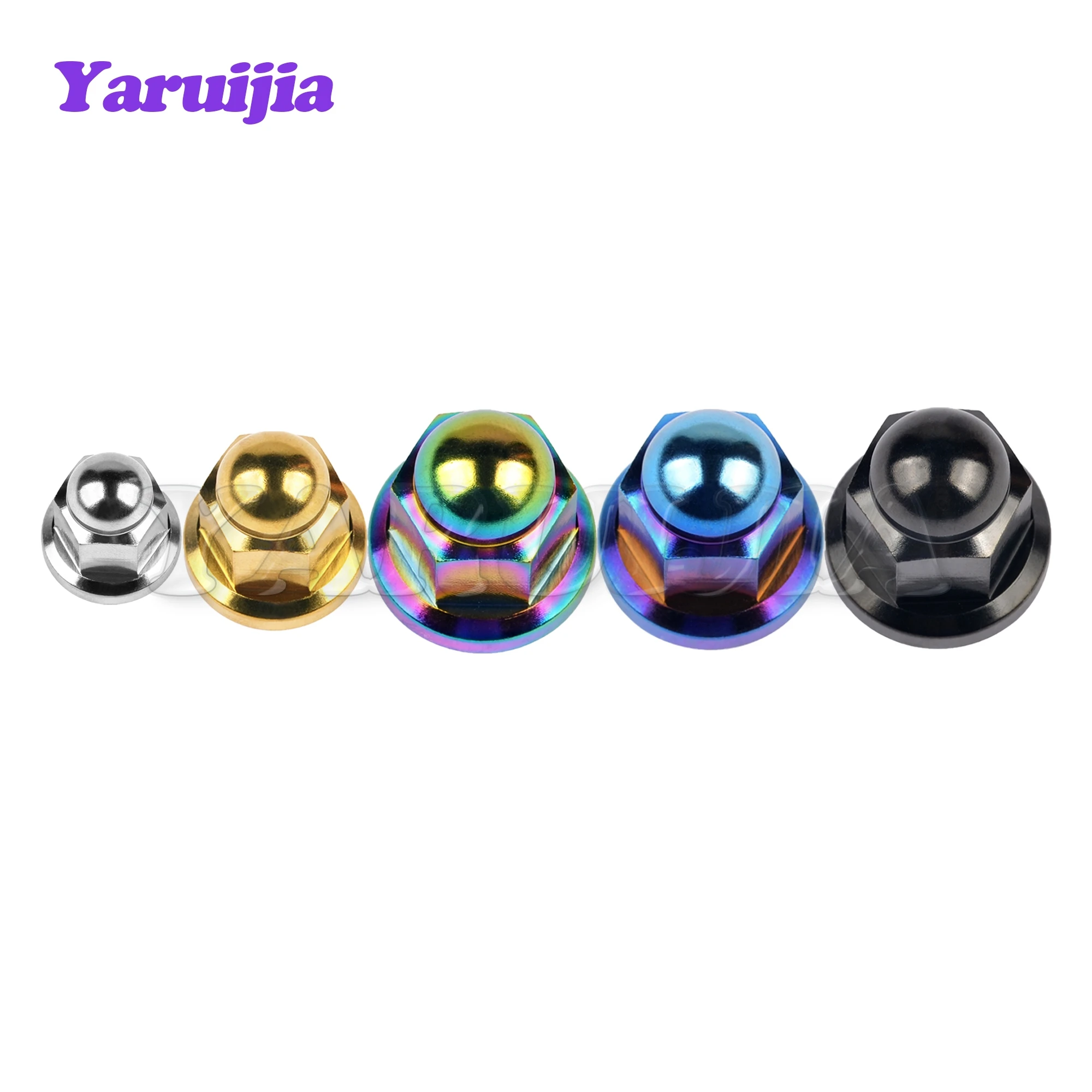 Yaruijia Titanium Nut M6X1.0mm M8/M10X1.25mm Dome Head Flange Locking Nuts for Bicycle Motorcycle Car