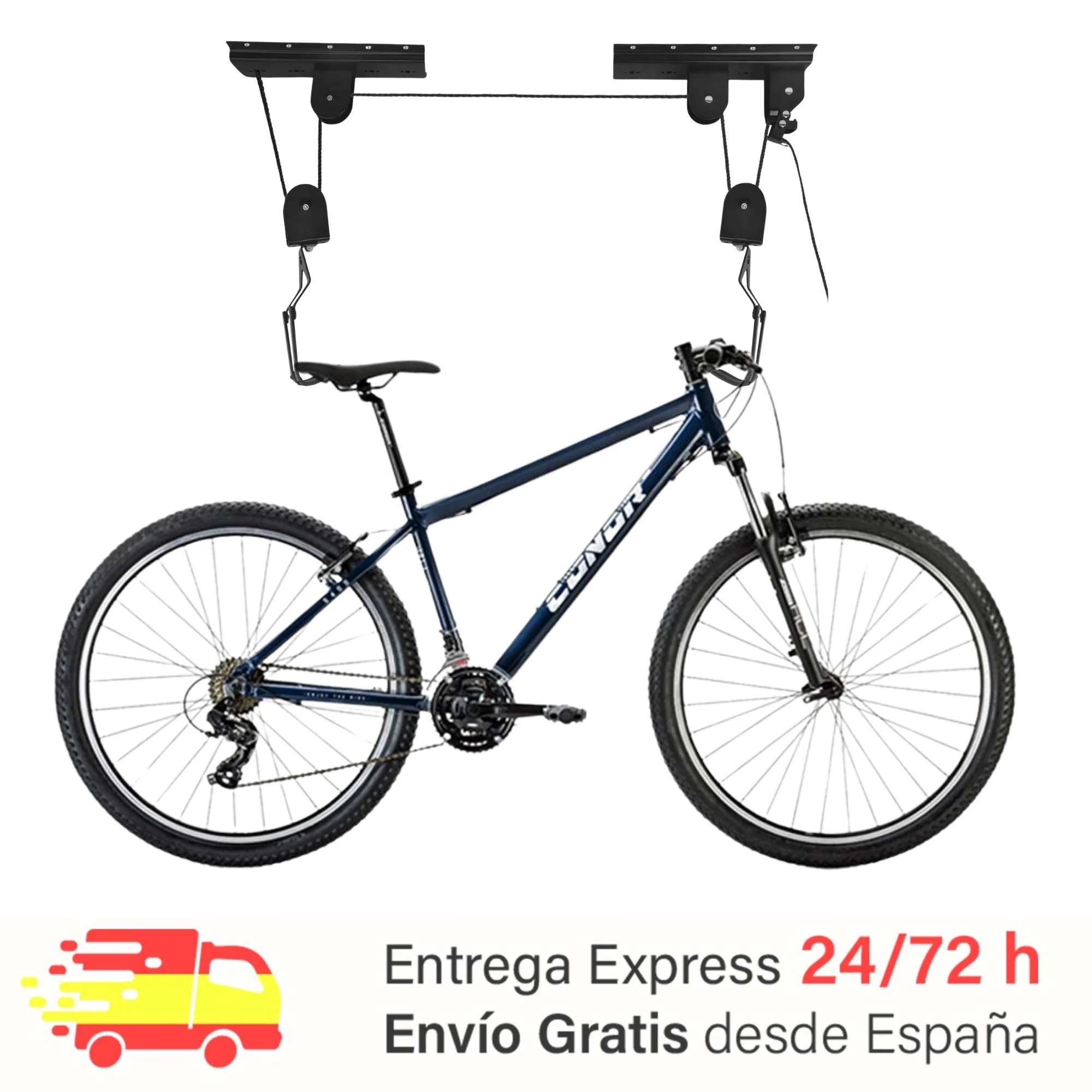 Elevador de bicicleta, Soporte para Bicicleta, Soporte de Pared para Bicis, Soporte de Techo hasta 45 kg, Suspensión de Acero al Carbono para Kayak, Portaequipajes.