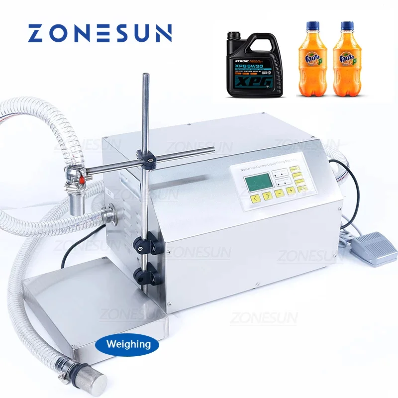 

ZONESUN 35L Electric Shower Gel Shampoo Edible Oil Water Drink Liquid Bottle Vial Weighing And Filling Machine