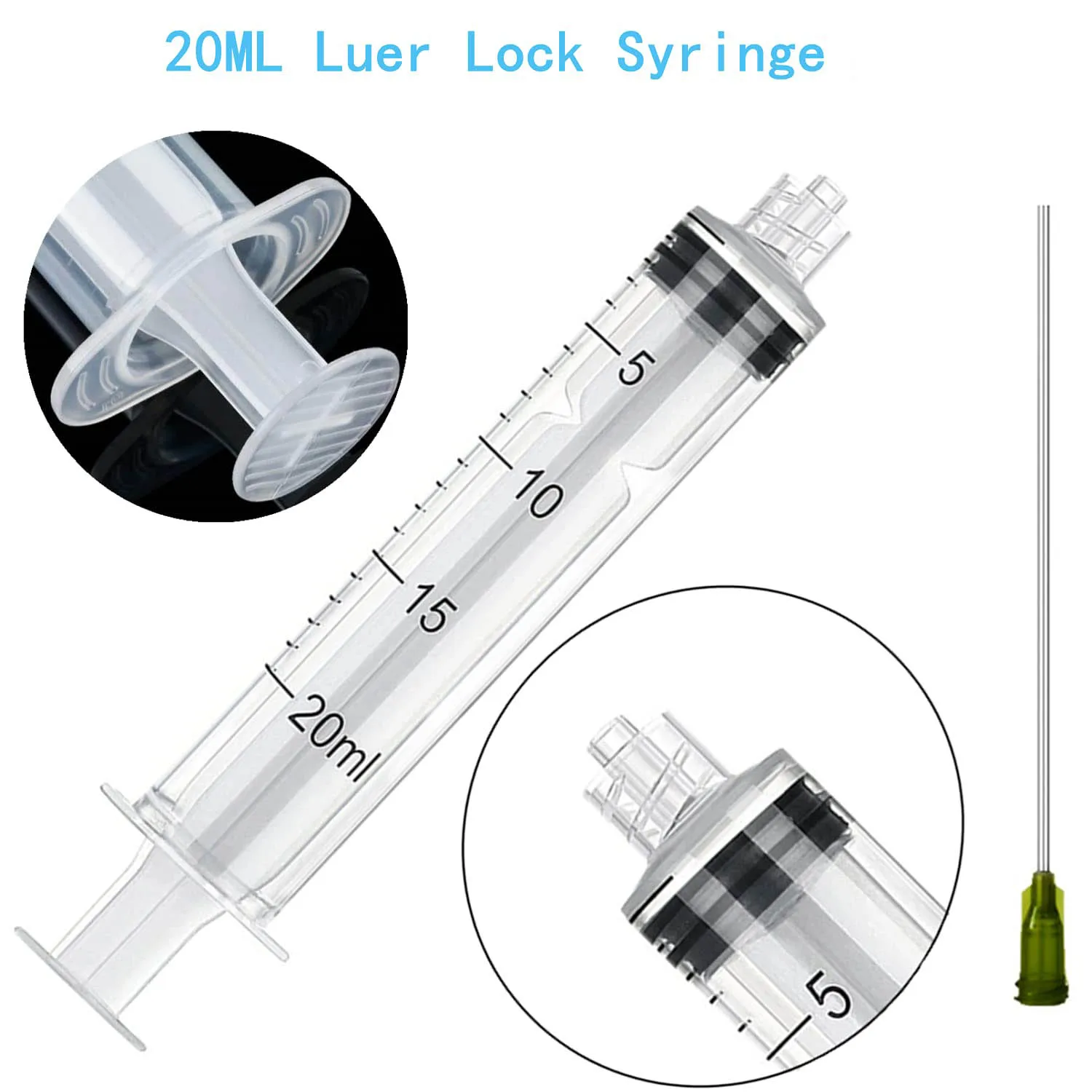10/20Pack 20ml Industrial Plastic Syringes with Blunt Luer Lock Needle 4 Inch for Scientific Labs, Glue Application, Measuring