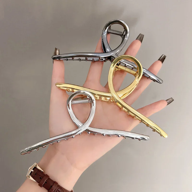 13.5cm ponadgabarytowy metalowy pazur moda duży pusty klips spinka do włosów modne nakrycia głowy z uchwytem do włosów dla dziewczyny akcesoria do włosów prezenty — zdjęcie 2