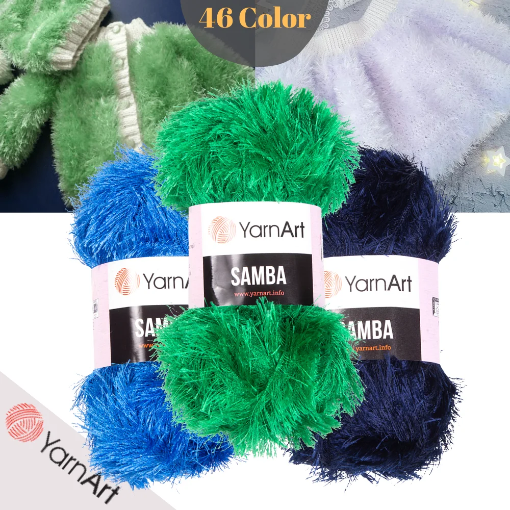 YarnArt Samba Hairy Yarn - 46 Color Options - 150 Meters (100gr) - Polyester - Beret - Booties - T-shirt - Home Decoration - Scarf - Shawl - Vest - Soft - Blouse - Dress - Skirt - Middle - DIY - MADE IN TURKEY