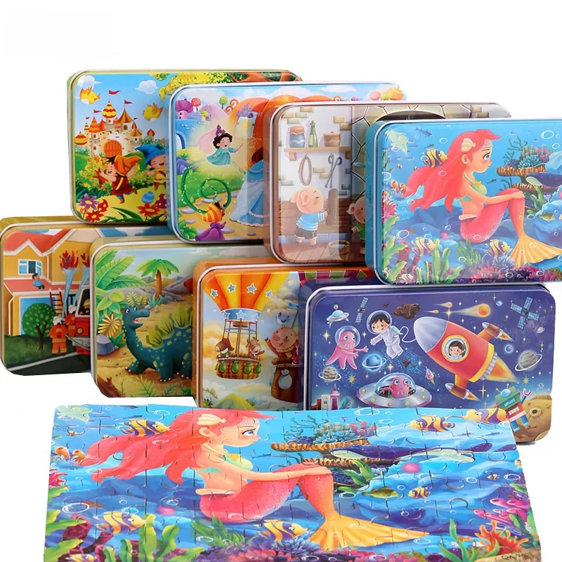 Nowe dzieci 60 sztuk drewniane puzzle dla dzieci kreskówka zwierzę pojazd drewniana zabawka układanka dla dzieci wczesna edukacja na prezent świąteczny zabawki — zdjęcie 2