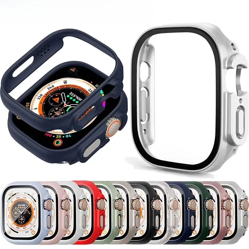 Szkło hartowane HD + etui do Apple Watch Ultra/2 49mm zderzak PC + osłona ekranu iWatch Series Ultra 49mm akcesoria do skorupy — zdjęcie 2