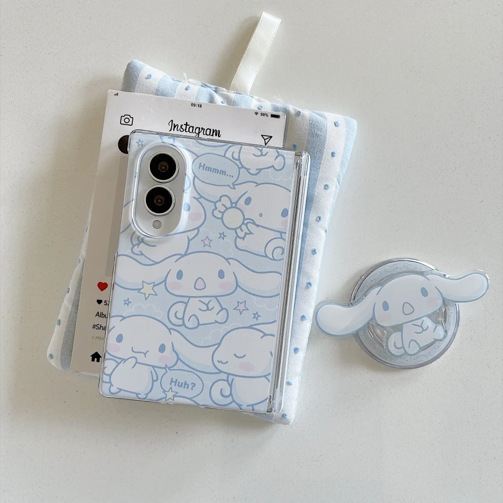 Nowy modny koreański uroczy niebieski futerał na telefon z dużymi uszami szczeniaka do Samsung Galaxy Z Fold 8 z podstawką Magsafe, kawaii, odporny na upadki. — zdjęcie produktu 2