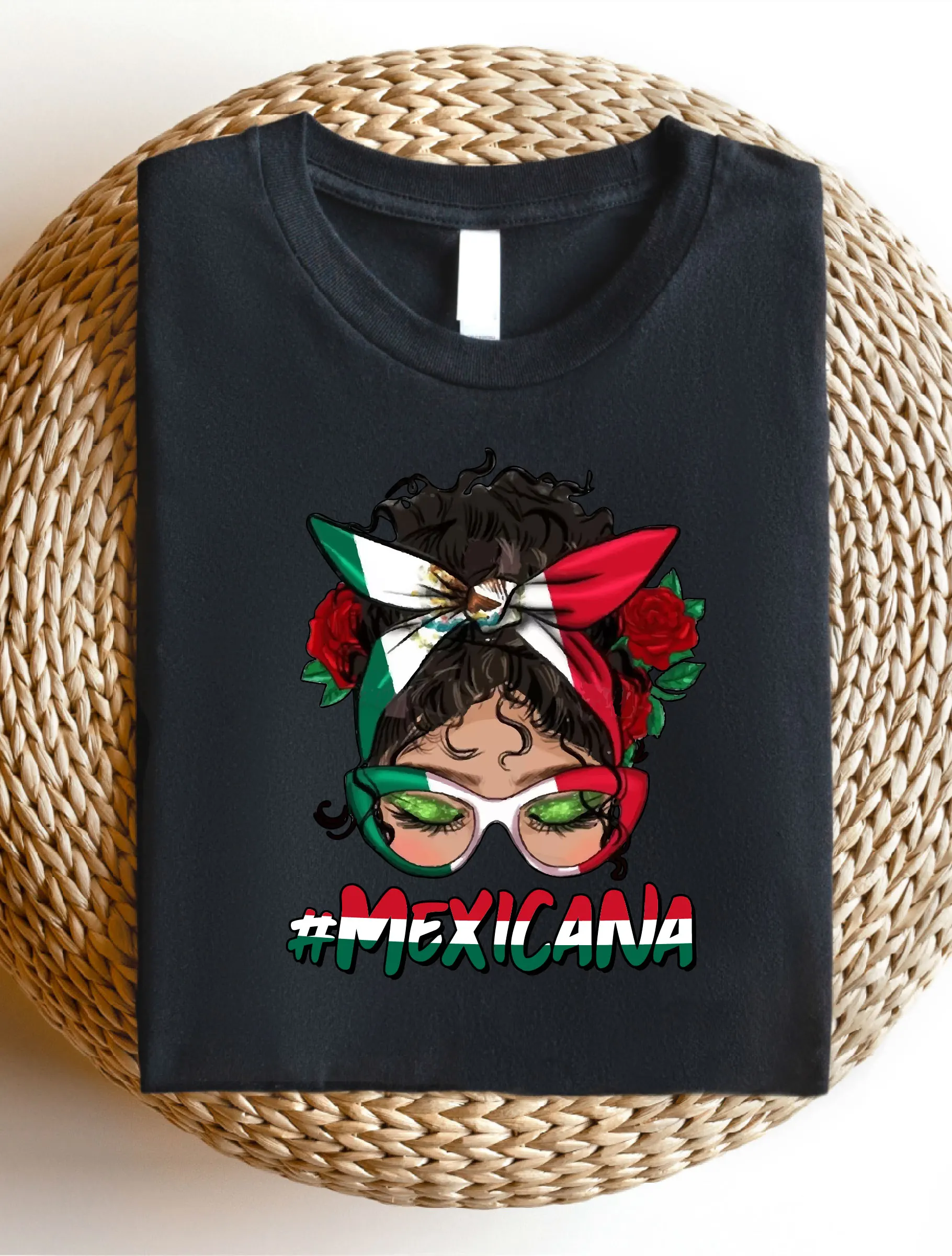 Mexicana Women's Short Sleeve Casual Shirt, Comfortable Fit T-Shirt, Latina Graphic Print Tee AE23