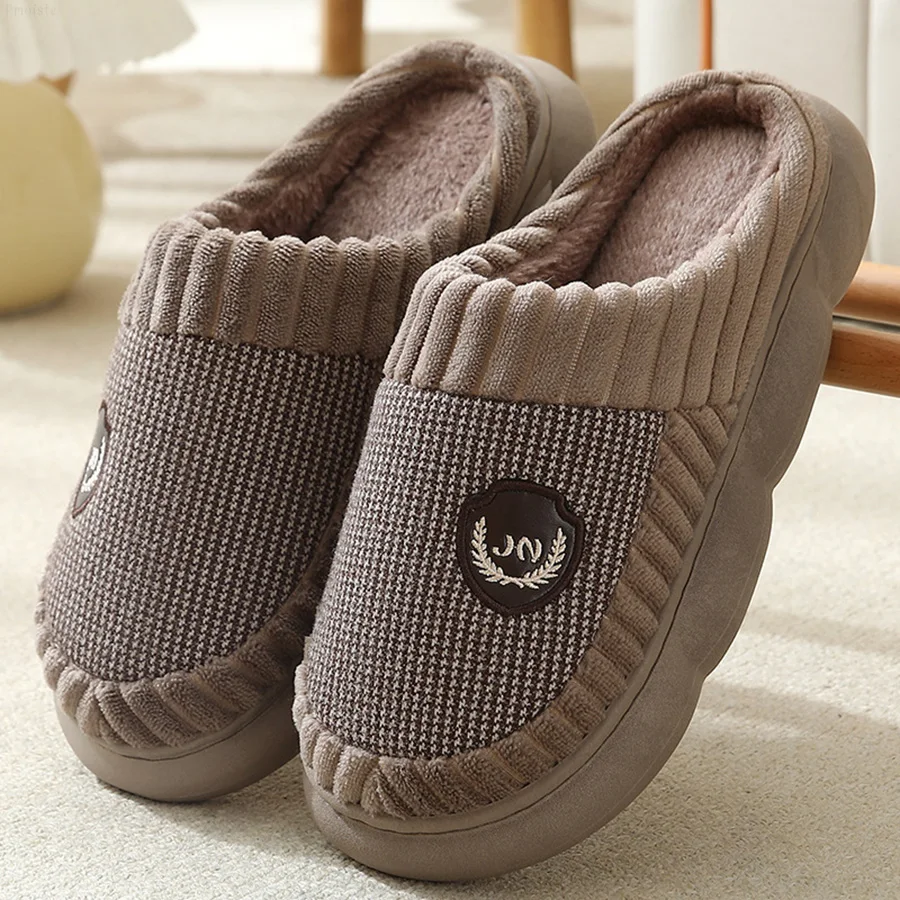 Man Slippers House Platform Memory Foam Winter Plush Cotton Slipper Warm Soft Non-slip Thickened Indoor Shoes Big Size Luxury