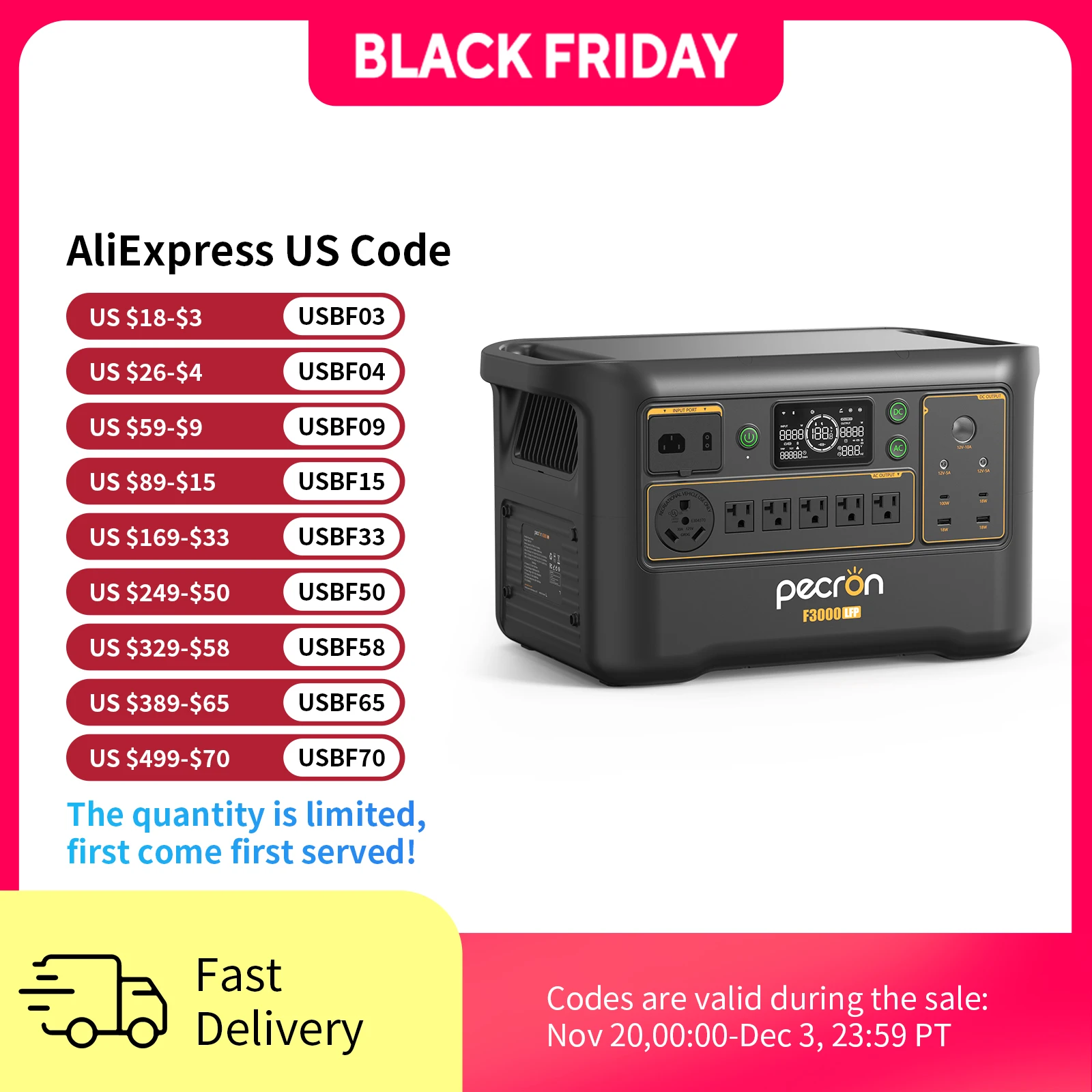 محطة طاقة محمولة Pecron F3000LFP 3072Wh مولد طاقة شمسية 3600 وات LiFePO4 بطارية احتياطية منزلية للتخييم المنزلي RV في حالات الطوارئ #1