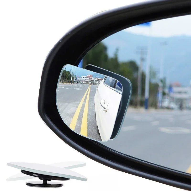 Miroir d'angle mort convexe en verre HD réglable pour voiture et moto, rétroviseur de stationnement, 2 pièces/ensemble