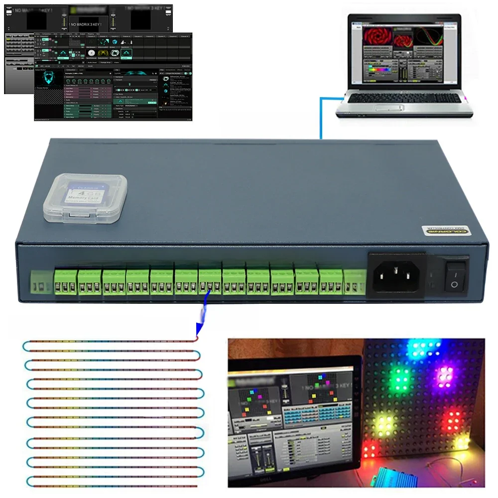 Resolume Arena/Madmapp/M5.0 Artnet Naar SPI Pixel Controller 12 Poort 12240 Pixels Controle WS2811 WS2812 DMX512 Voor Led strip Licht - afbeelding 2