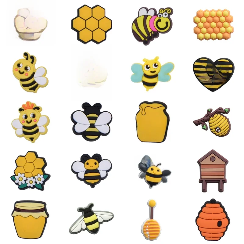 Breloques de chaussures en forme d'abeille pour Crocs, accessoires, sandales, sabots pour enfants, épingles, Badges pour garçons et filles, Jeans pour hommes et femmes, décorations, chaussures à