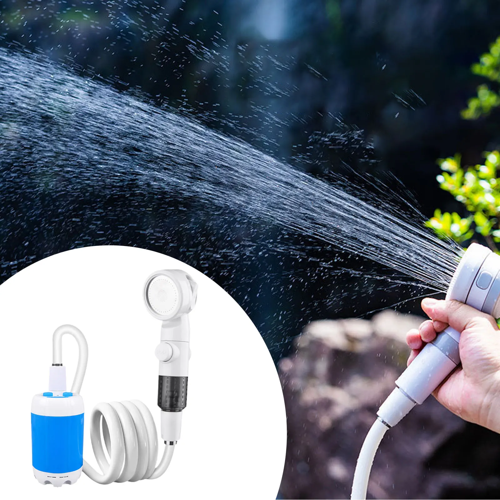 

Multifunctional Portable Camping Shower Rechargeable Battery Powered Water Sprayer for Outdoor Shower Car Cleaning Dog Wash