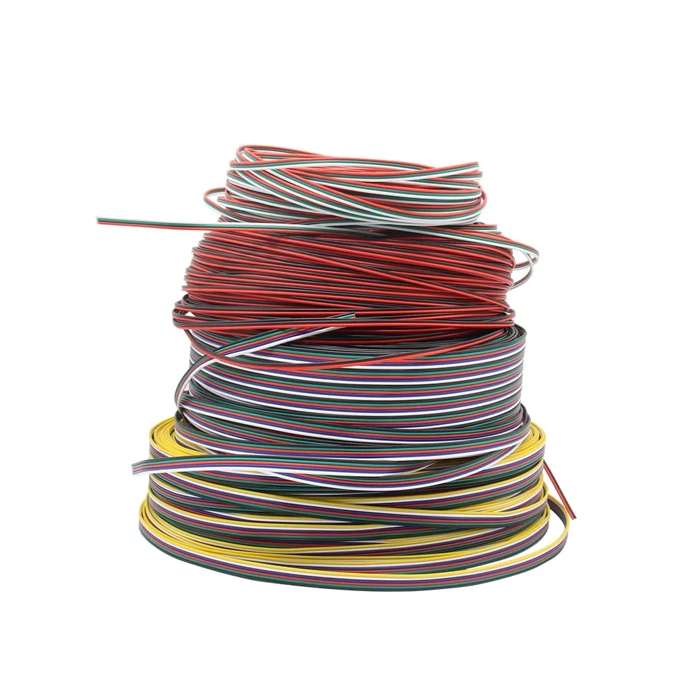 Câble électrique 2/3/4/5/6 broches pour bande LED WS2812 WS2811 RGB couleur unique 2835 5050, 5M 10M 22awg, fil électrique en cuivre étamé