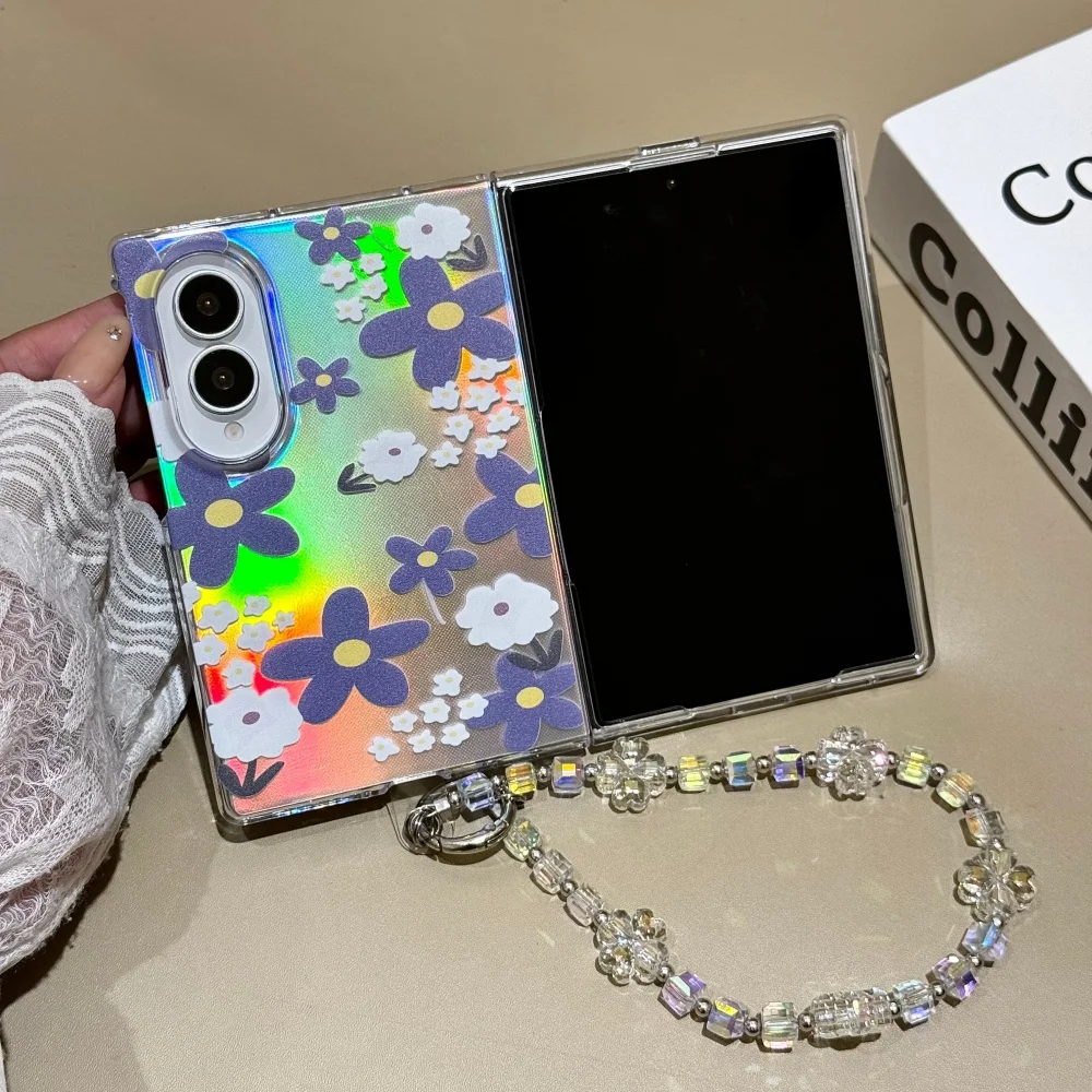 New Korean Ins Aesthetic Flower Phone Case For Samsung Galaxy Z Fold 8 Z Fold 8 Ultra Z Fold 7 Fashion IMD Laser Anti‑Fall Cover