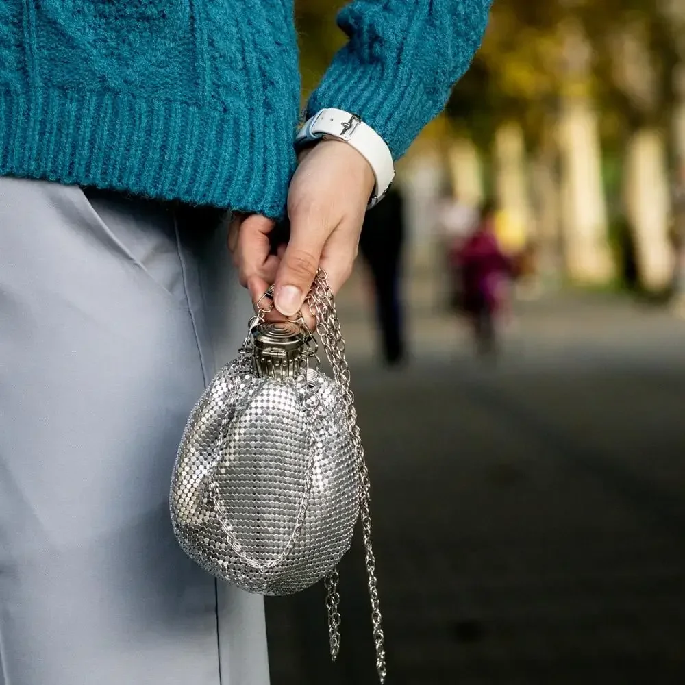 Boutique De FGG Mini Fashion Aluminum Day Clutches Women Casual Coin Purse Money Bag Evening Purse Party Dinner Clutch Handbag — zdjęcie 2
