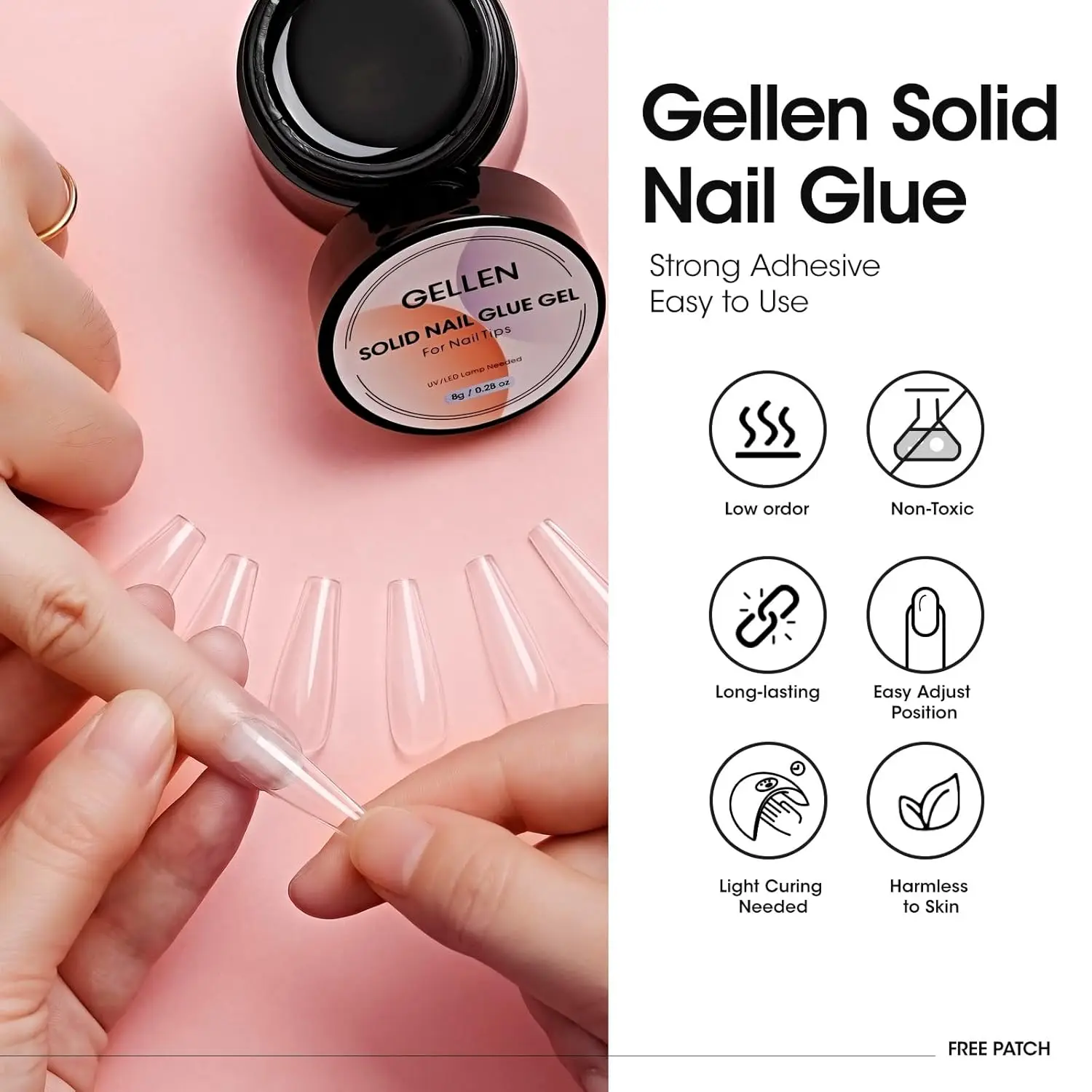 Gellen Solid Nail Glue Gel Kit 8g Glue with Mini UV Led Lamp Press on Acrylic Nails For Manicure Goods Woman Gifts
