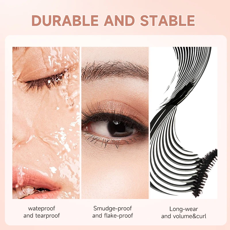 Long-Wear Waterproof Mascara, Volumizing And Curling, Smudge-Proof And Sweat-Proof, Quick-Drying, Free-Bend Lash Brush Head