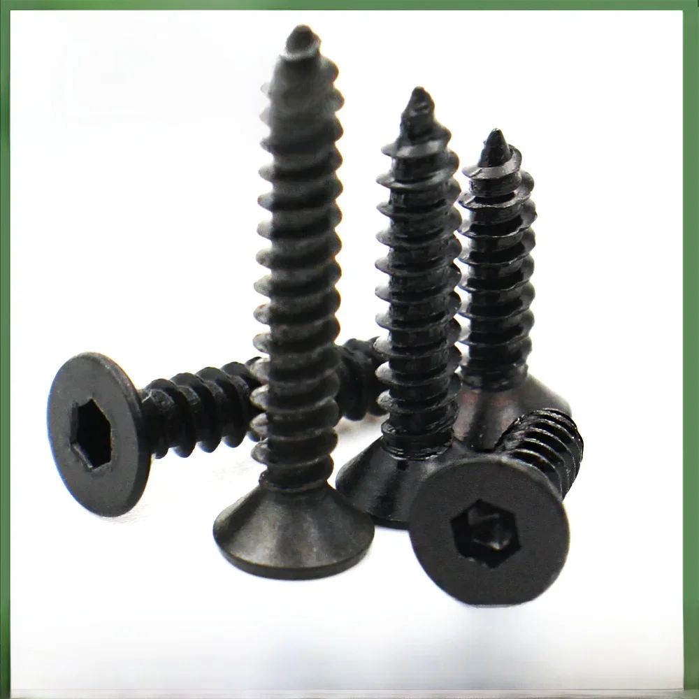 Vis autotaraudeuses à tête fraisée plate en acier au carbone noir M2 M2.3 M2.6 M3 M4 M5 M6