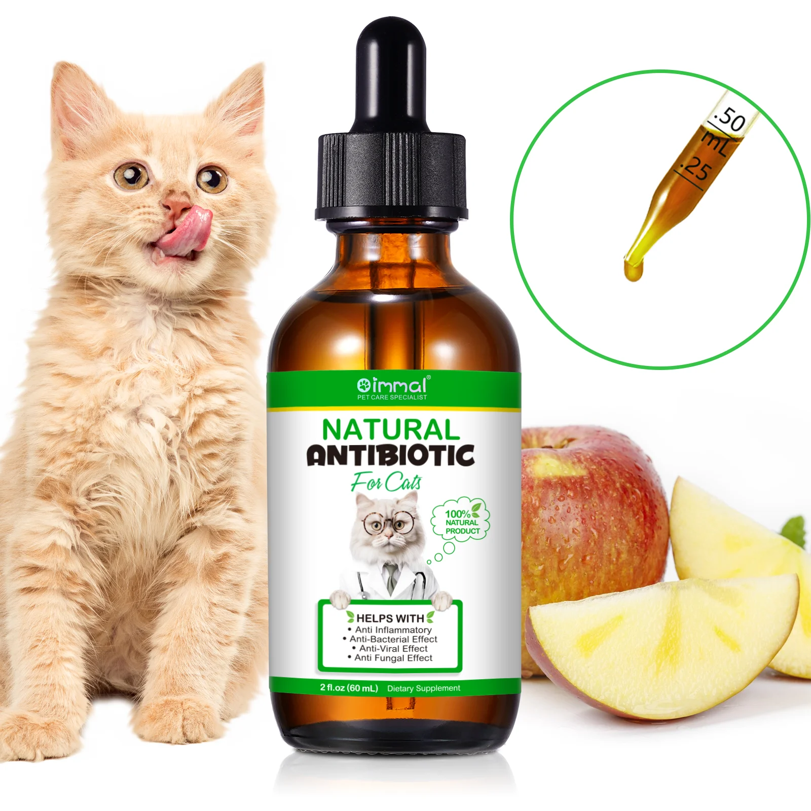 Natural Antibiotics for Cat Supports Pets Allergy Relief Itch Relief Multivitamin Help Cat Antiviral Antifungal in Liquid Form