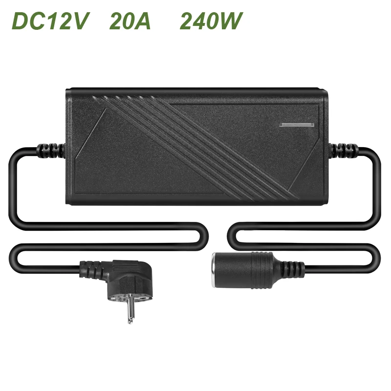 AC to DC 110v/220v to 12V Converter 20A 240W Car Cigarette Lighter Socket AC/DC Car Power Adapter for Inflator Car Refrigerator