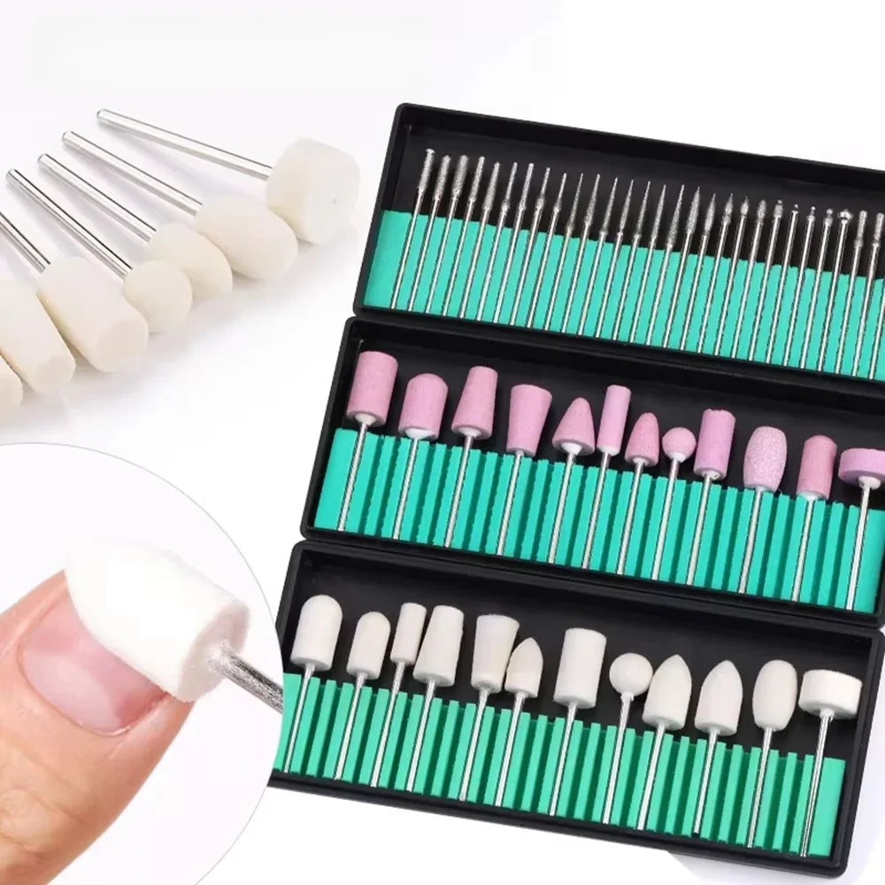 LULAA 12/30 sztuk zestaw wierteł do paznokci kwarcowy peeling kamień diamentowy frez do wełny na narzędzia do Manicure młyn szlifierski zestaw do Pedicure — zdjęcie 2