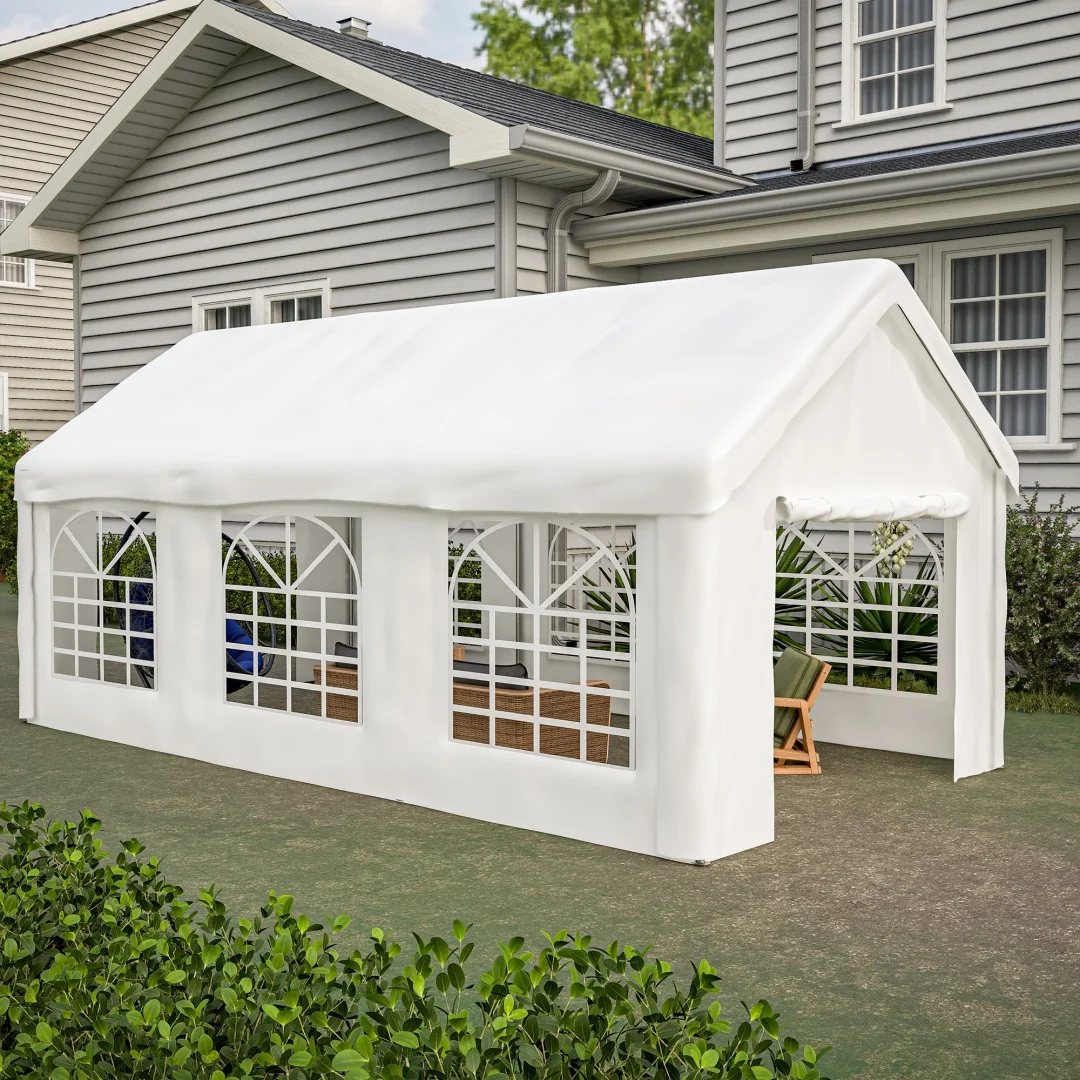 Vehicle Tent Garage 3x6m – Double Rolling Doors for Full Access, Durable Weather-Proof Construction – With Removable Roof and Side Tarpaulins