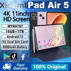 Nuovo 10.1 pollici Xioa Pad Air 5 Tablet PC Android 13 MTK6797 16GB + 1TB 8000mAh Dual SIM telefonata GPS WiFi Mi Tab