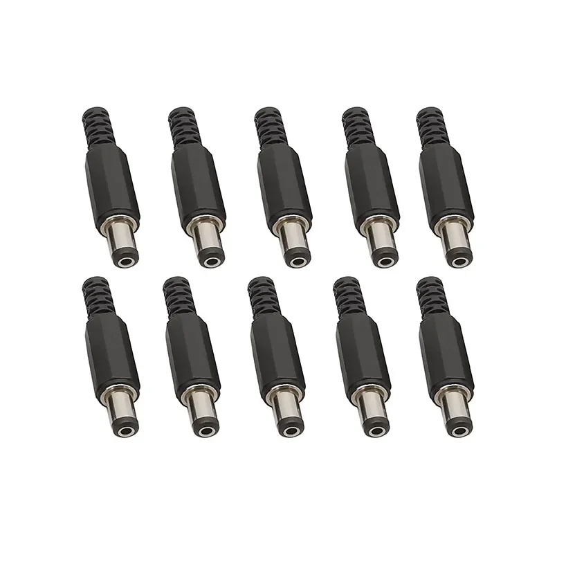 5/10Pcs 5.5X2.1 MM DC Power wtyk męski spawanie 5.5*2.1mm wtyczka Adapter gniazda Jack złącze czarny — zdjęcie 2
