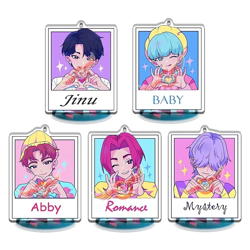 ​ K-Pop Demon Hunters Merch Chibi Acrylic Standee - هدية مثالية لمحبي الرسوم المتحركة، تصميم الطباعة الداخلية مع شخصيات Huntr/x