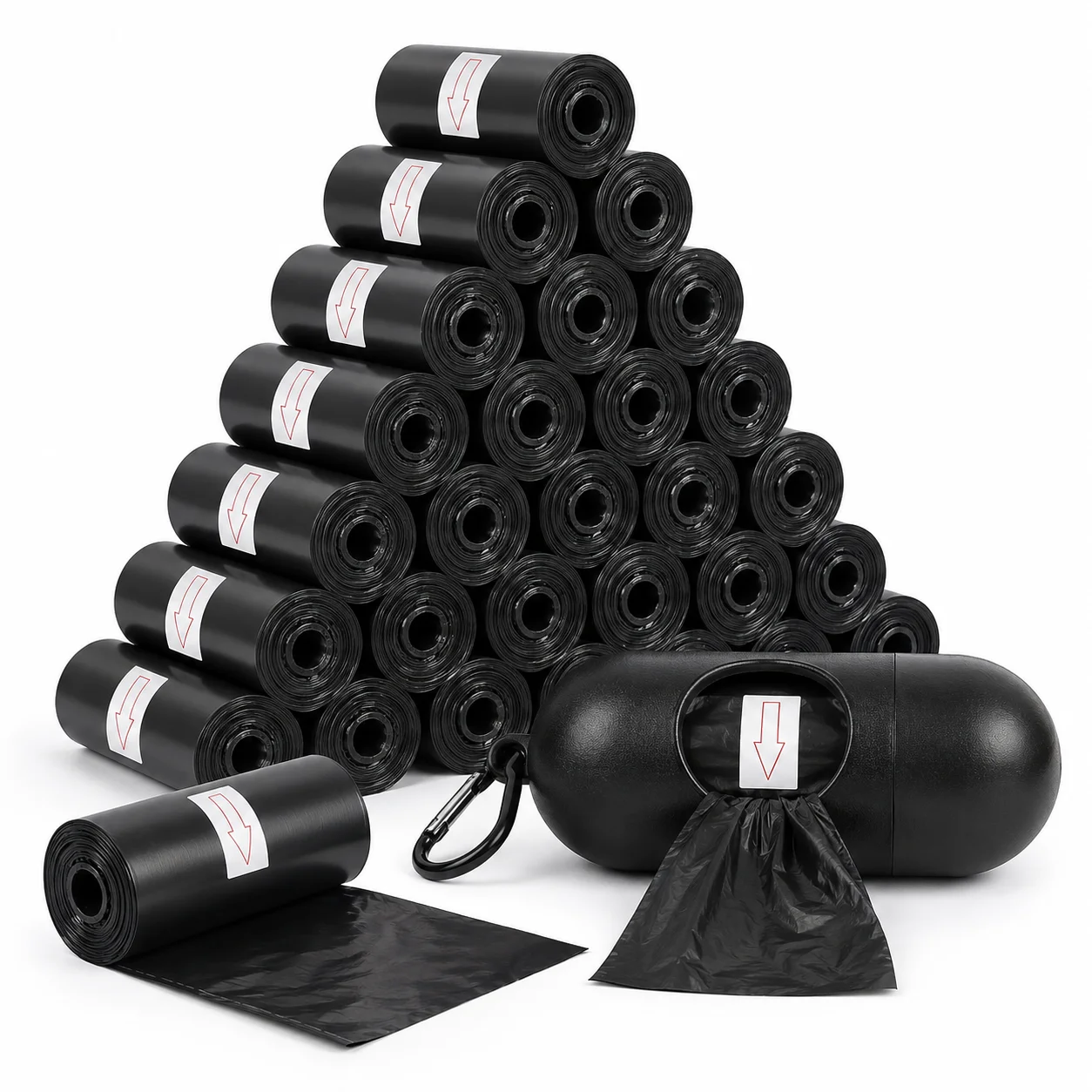 H HANSEL HOME Bolsas para Perros 600 Unidades 40 Rollos Bolsas Caca Perro Resistentes Antifugas Tamaño Grande 23x30 cm Negro