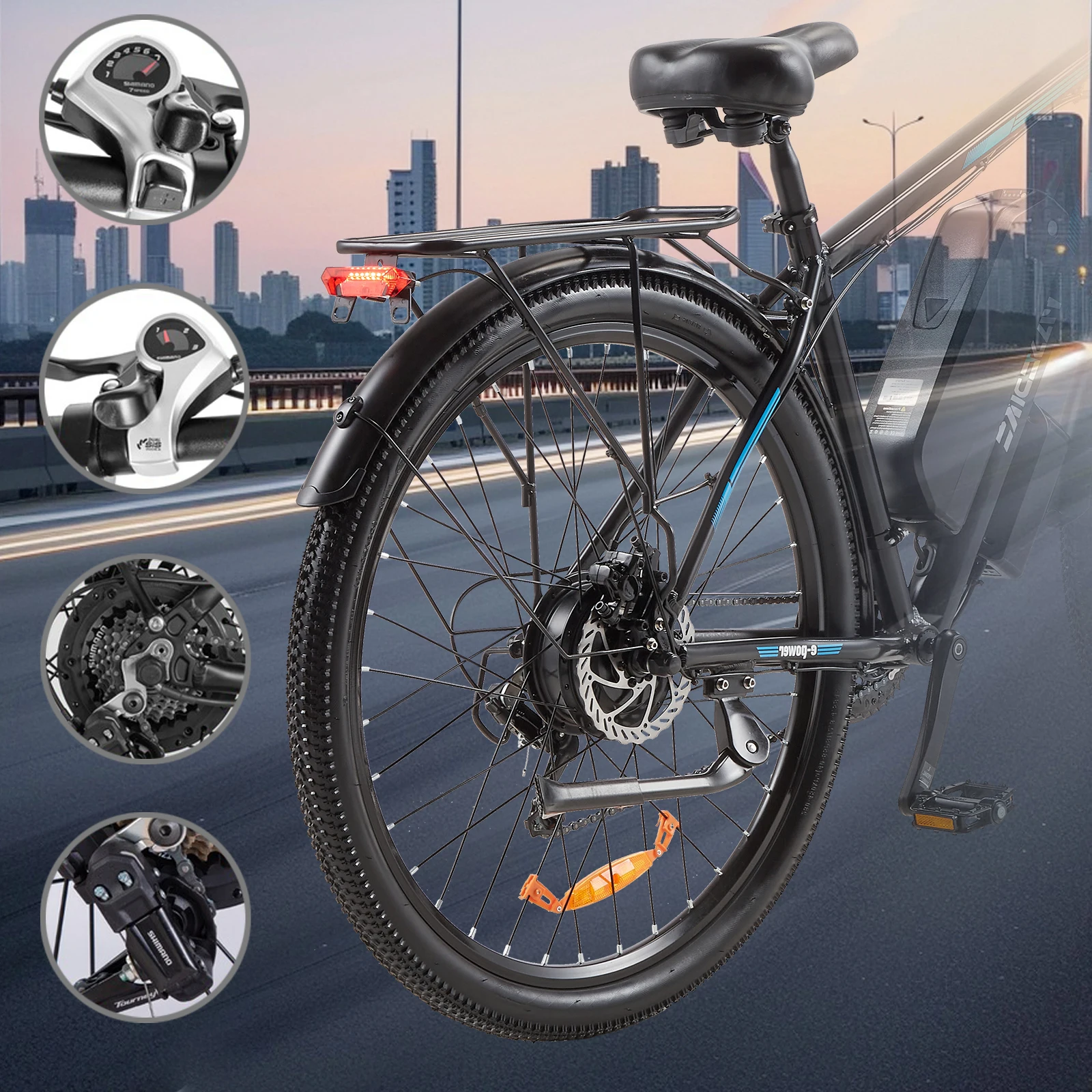 دراجات كهربائية PASEBIKE C29 250 وات 21AH 25KM 120KM تطبيق فرامل الزيت 29 بوصة * 2.125 CST مع مستشعر عزم الدوران #6