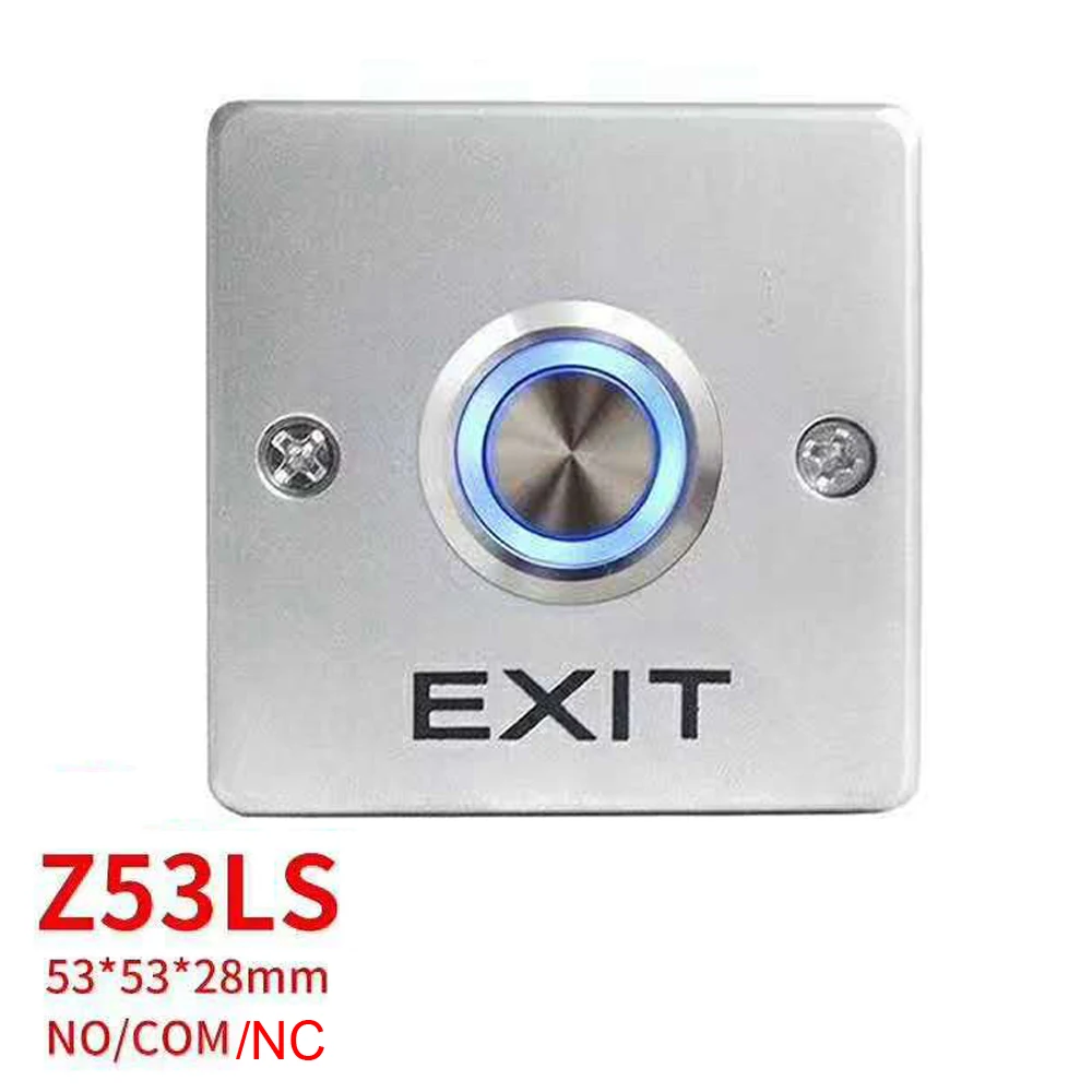 Backlight Zinc Alloy GATE DOOR Exit Button Switch For Access Control System Push Gate Release Button Switch NC/NO/COM/GND/12V+