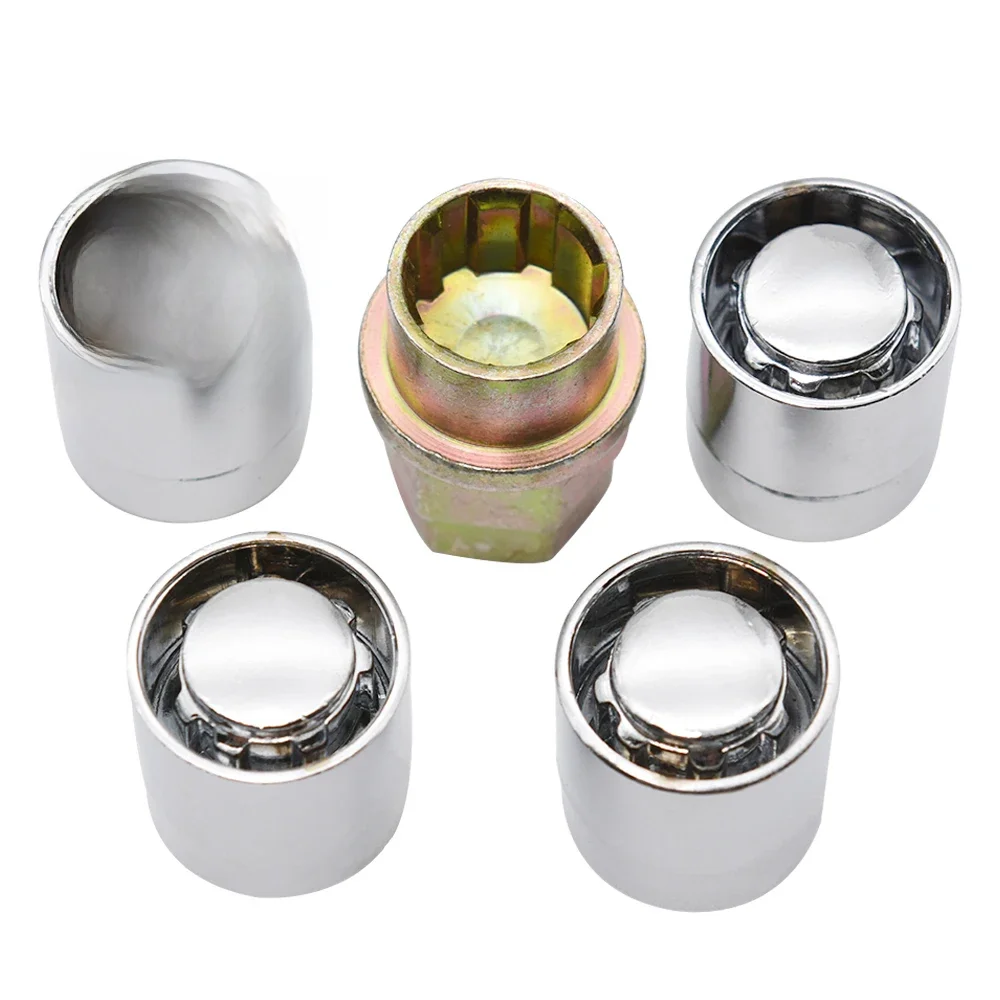 4 écrous de roue serrure 1 clé M12x1.5 serrures de roue écrous antivol pour Toyota pour Honda pour Acura US pneu écrous de verrouillage chromés 4 + 1