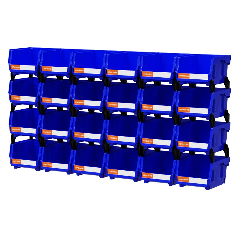 

Heavy Duty Plastic Bins - Stackable Organizers 5x4x3", Space-Saving for Garage/Pantry/Crafts, Blue, Rustproof & Waterproof