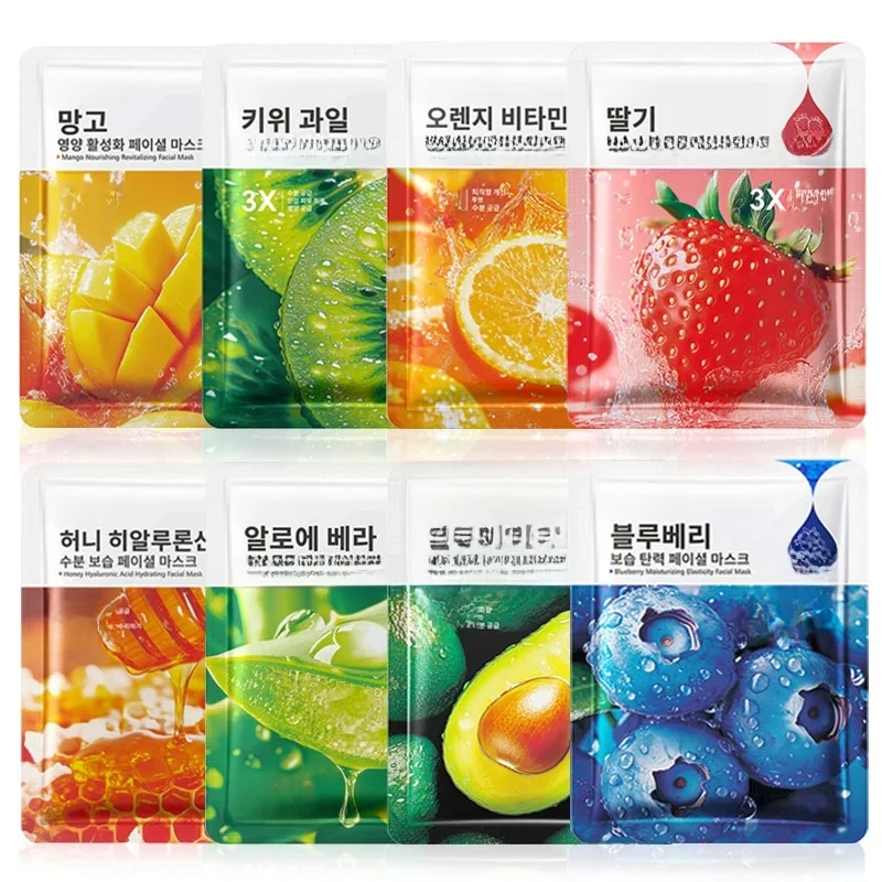 8 pièces SADOER Fruits masque Facial masques de soin du visage hydratant Anti rides Anti-âge masques faciaux coréen soins de la peau cosmétiques