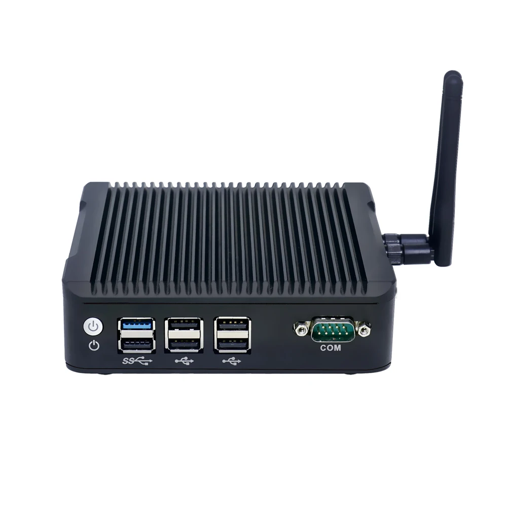 HUNSN Mini PC senza ventola, computer industriale, Intel Celeron J1900,BX07,Windows 1/Linux Ubuntu,COM,2LAN,HDMI,VGA,Vesa Mount,WOL,PXE