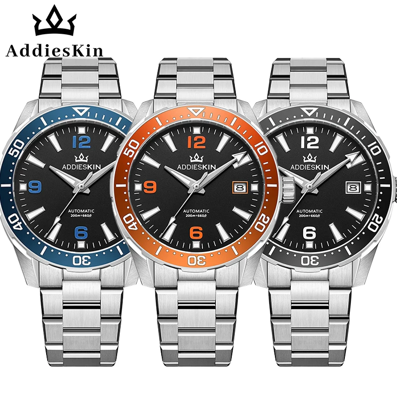 ADDIESKIN K009 Men's Automatic Watch - Ceramic Bezel Sandblasted Dial Sapphire Crystal Miyota 9015 BGW9 Luminous 200m Waterproof