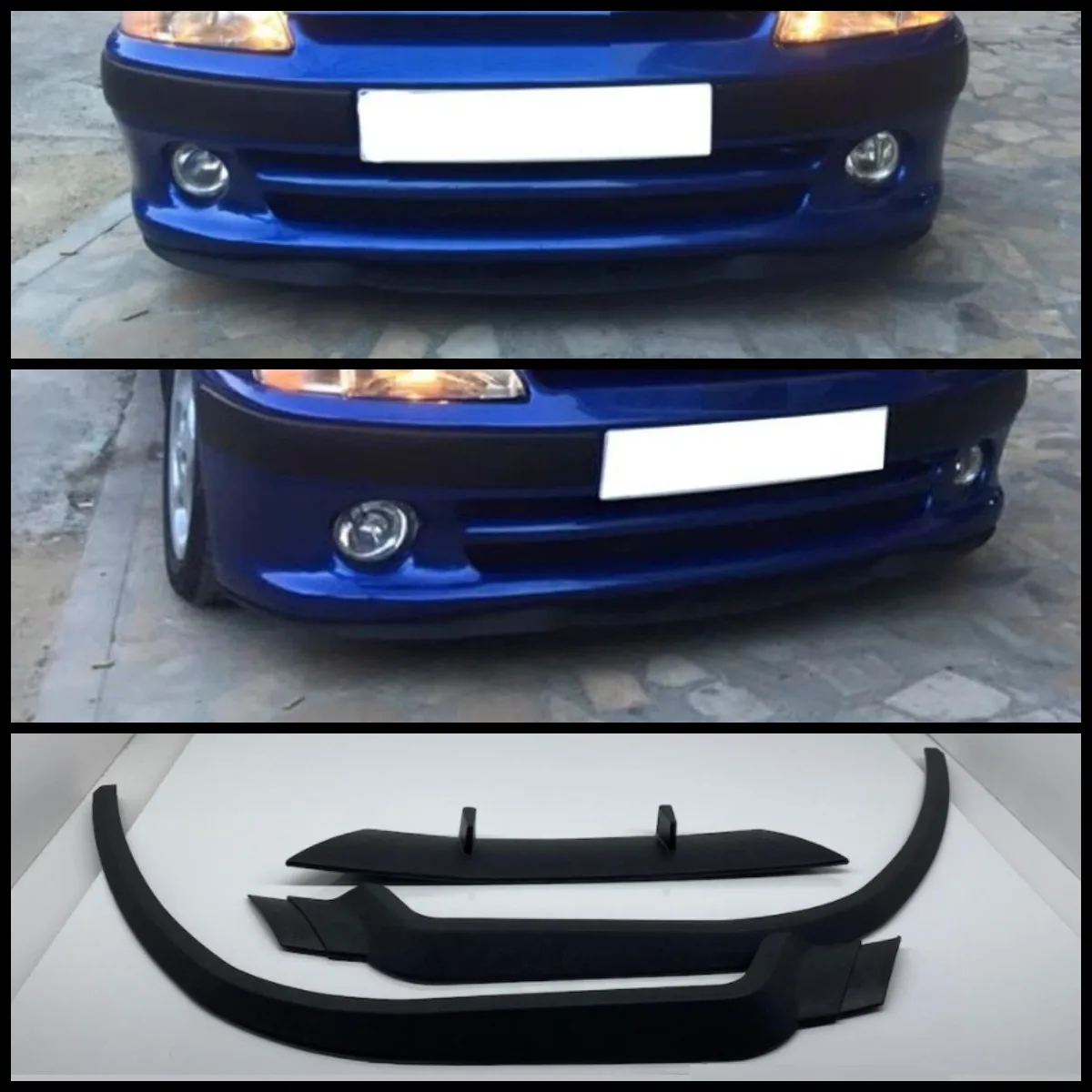 For Peugeot 106 GTI CUPRA R Front Bumper Lip Universal 3PCs Diffuser Black Bumper Lip Spoiler Body Kit Tuning Protector Quality